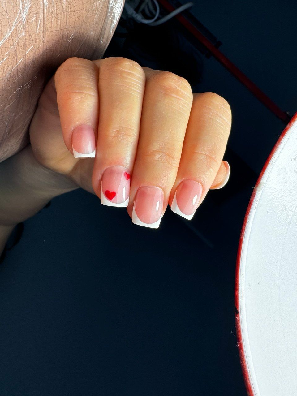 Gel manicure, soft pink
